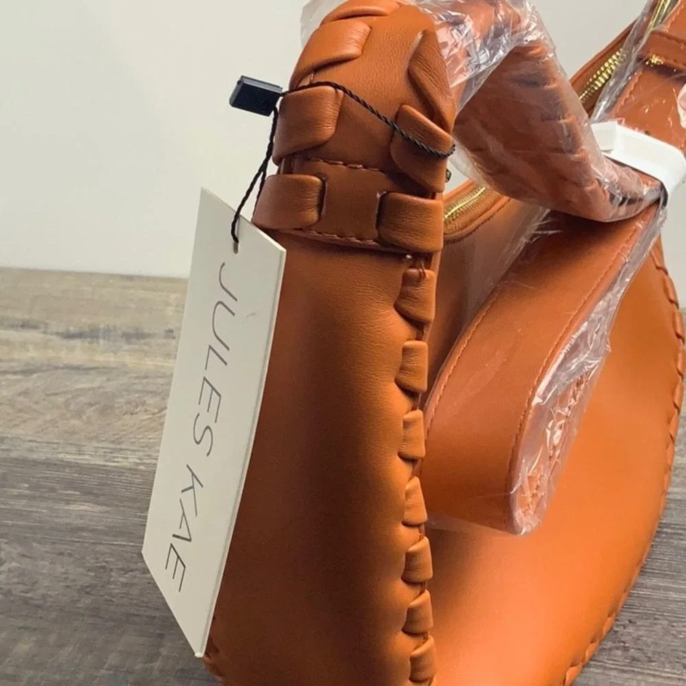 Anthropologie X Jules Kae Shay Vegan Leather Crossbody Bag Hobo Large Orange NEW